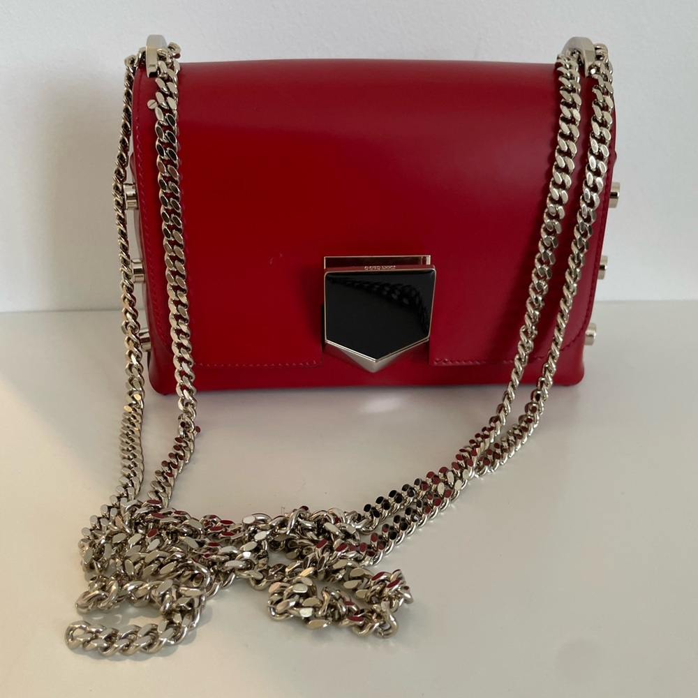 Jimmy choo red leather locket City shoulder bag